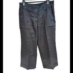 Women's Westbound 100% Linen Cropped Cuff Pull On Pants Pockets‎ Elastic Size 8